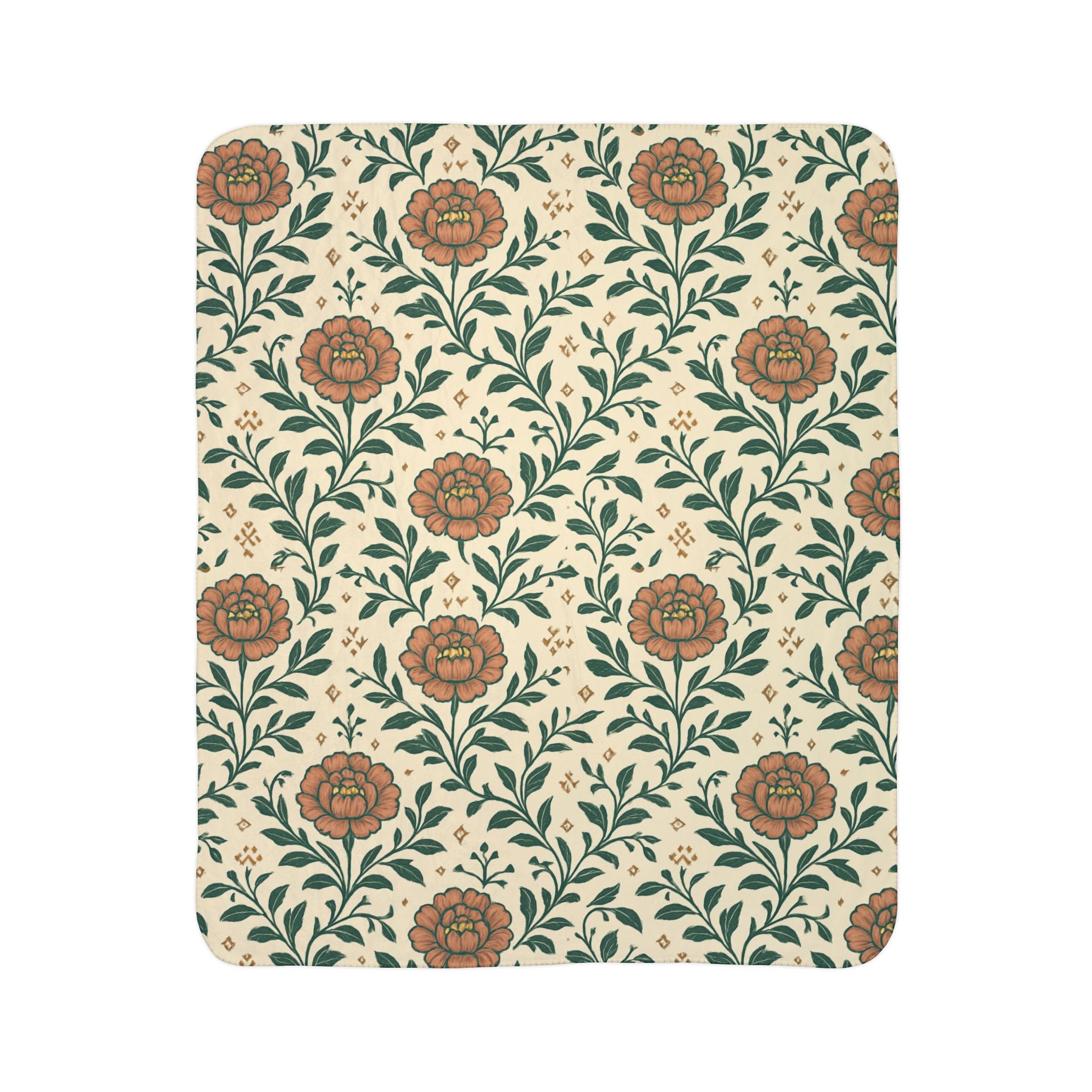 Floral Fleece Sherpa Blanket