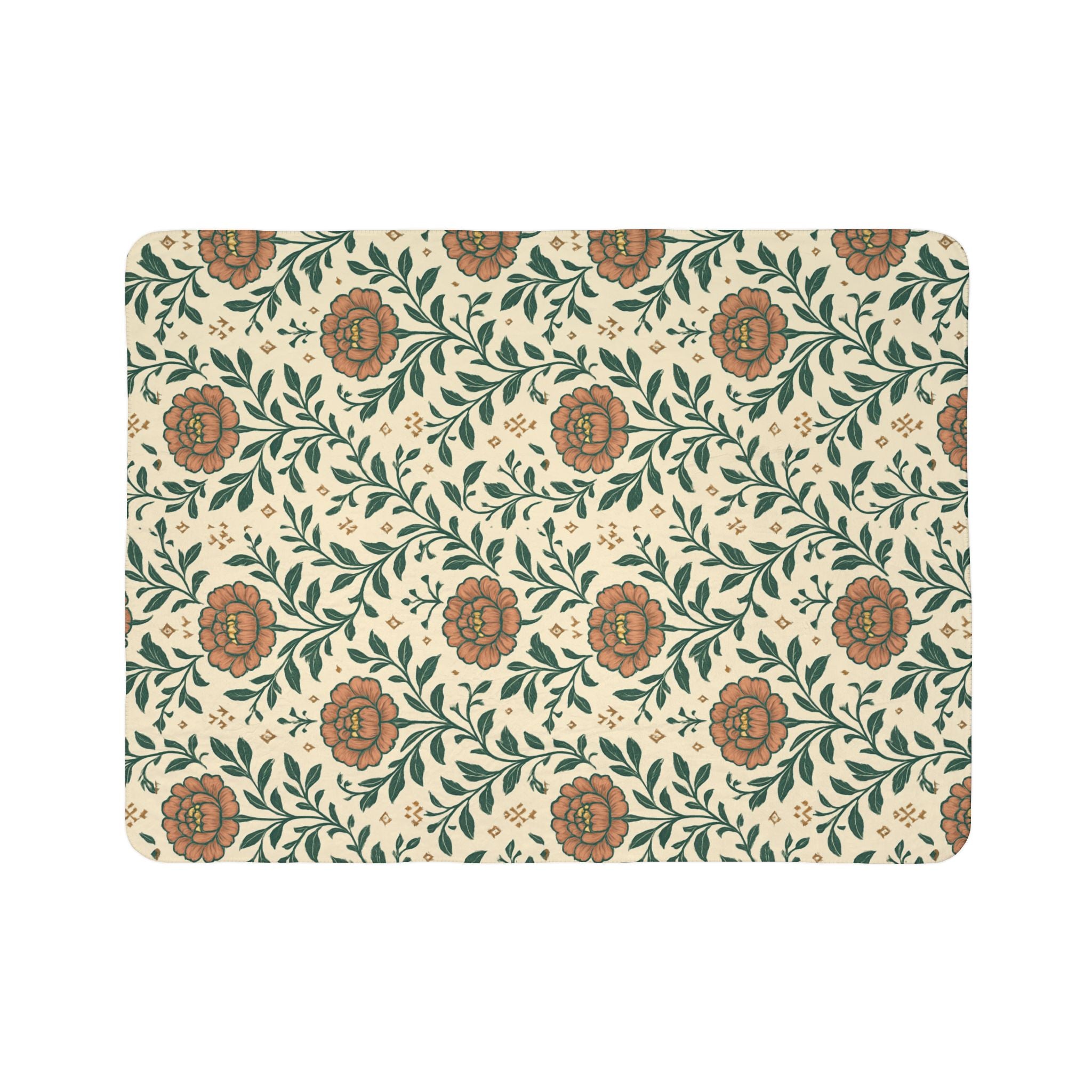 Floral Fleece Sherpa Blanket